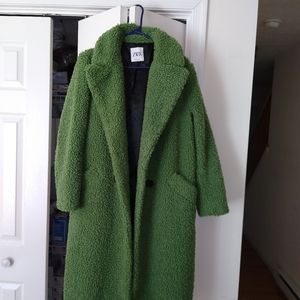 ♥️Zara Green Faux Shearling Teddy Coat